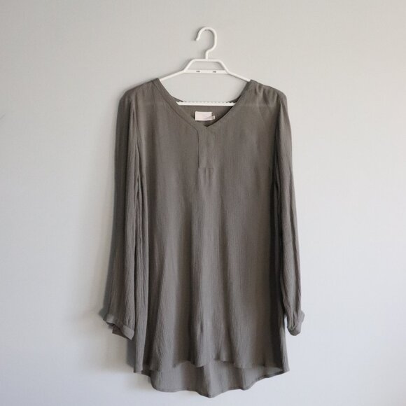 Kaffe Womens Grey Sz 36/6 Tunic Long Sleeve Flowy Lightweight Sheer Pullover Top - Picture 1 of 10